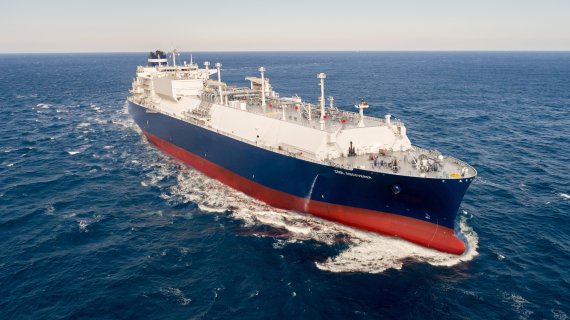 현대중공업이 건조한 17만4000입방미터급 LNG 운반선의 시운전 모습. 한국조선해양 제공