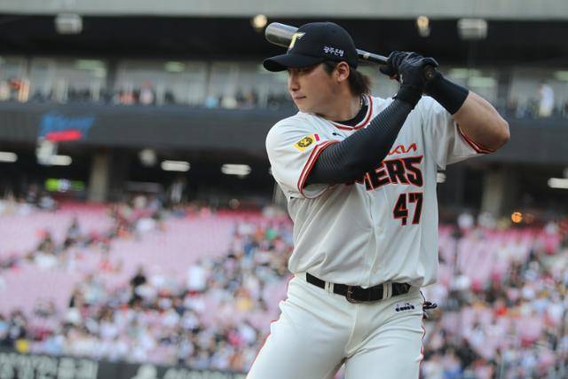 KIA 나성범이 5일 광주 두산전을 앞두고 타격 훈련을 하고 있다. KIA 제공