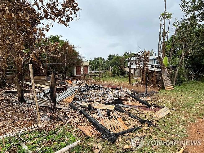 미얀마 군부의 공격으로 파괴된 건물 [AFP 연합뉴스 자료사진. 재판매 및 DB 금지]
