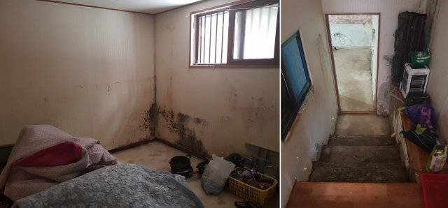 폭우 침수 피해를 입은 다문화가정 학생의 반지하 집. 페이스북 갈무리