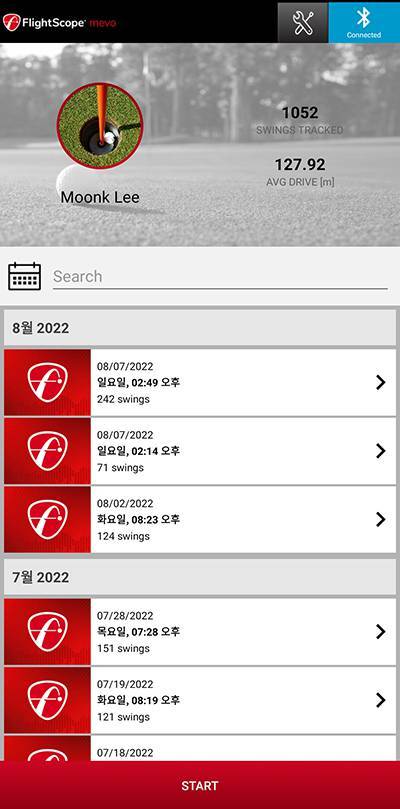 FS Mevo Golf 앱은 아직 한글을 지원하지 않는다