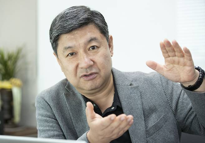 백여현 한국투자액셀러레이터 대표가 26일 오후 서울 강남구 한투액셀러레이터(AC) 본사에서 인터뷰를 진행하고 있다. /박상훈 기자