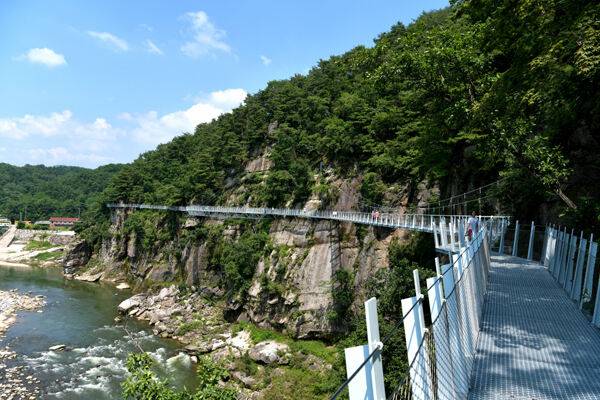 단층교에서 본 순담매표소 방향 잔도