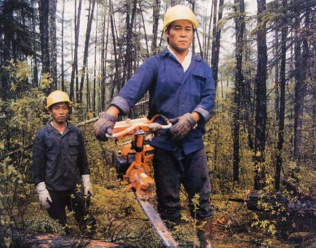 2000년대 초반 러시아 시베리아 벌목장의 북한 노동자들. 세계일보 자료사진