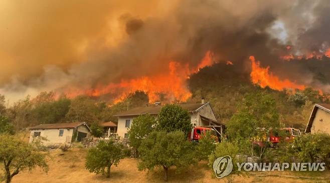 프랑스 부르고뉴 지방에서 발생한 산불 [로이터=연합뉴스 자료사진. 재판매 및 DB 금지]