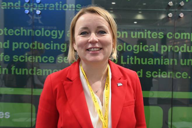 Caption 001: Lithuania’s Vice Minister of Economy and Innovation Jovita Neliupsiene speaks during an interview with The Korea Herald at Coex in southern Seoul on Aug. 3. (Sanjay Kumar/The Korea Herald)