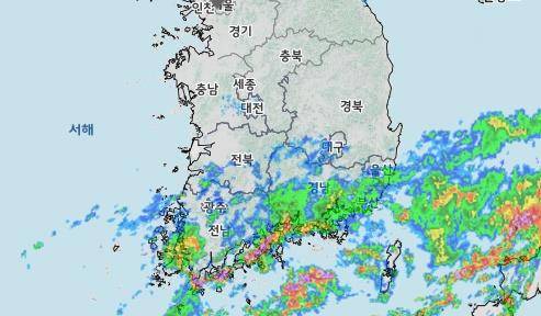 기상청 레이더 모습 [기상청 홈페이지 캡처, 재판매 및 DB금지]