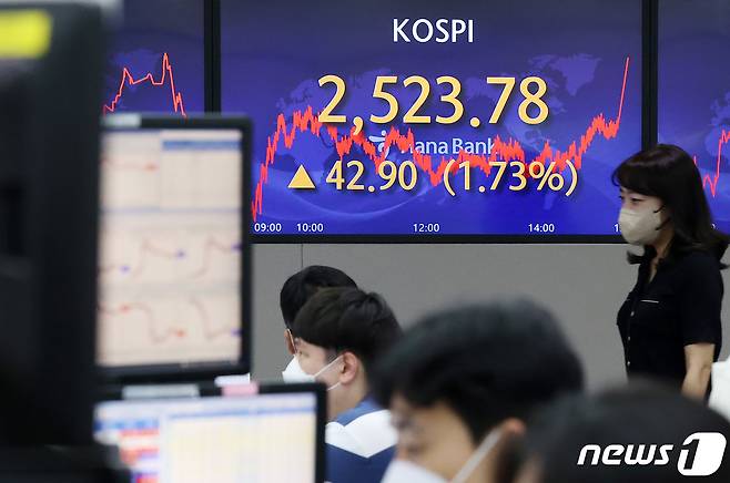 지난 11일 서울 중구 하나은행 명동점 딜링룸. /뉴스1 ⓒ News1 조태형 기자