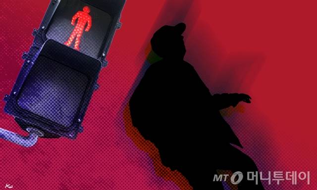 삽화,교통사고,무단횡단,노인,신호등,빨간불,사고 /사진=김현정디자인기자