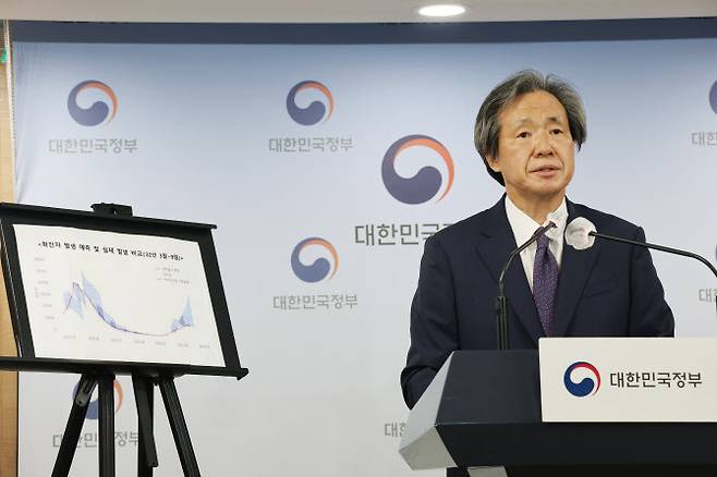 정기석 국가감염병위기대응자문위원장이 19일 정부서울청사 브리핑실에서 코로나19 대응 현황 등을 브리핑하고 있다. (사진=연합뉴스)