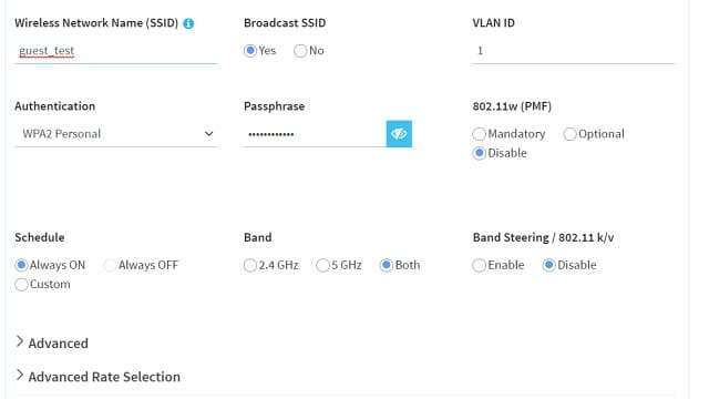 각 SSID 별 주파수, 대역폭 제한, URL 모니터링 등 기능을 설정할 수 있다.