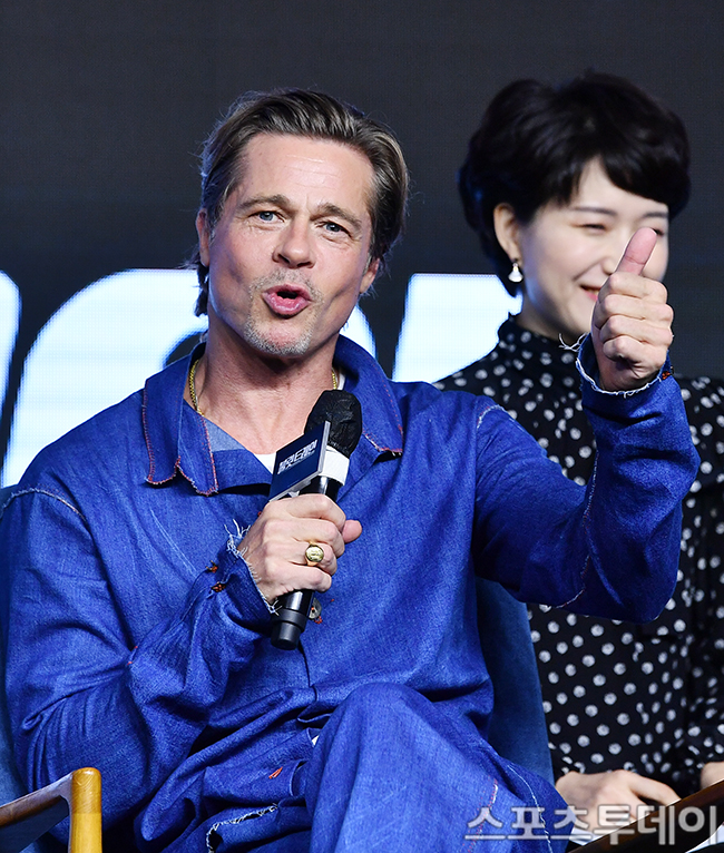 Hollywood Actor Brad Bird Pitt is giving a greeting at the press conference of the movie Bullet Train held at the Conrad Hotel in Yeouido, Seoul on the 19th. 2022.08.19.