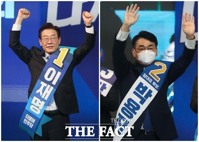 '호남 대전' 이재명 "강한 민주당" vs 박용진 "기본 바로 세워야"더불어민주당의 8·28 전당대회 지역 순회경선의 최대 승부처로 꼽히는 '호남 대전'이 20일 막을 열었다. 사진=뉴시스