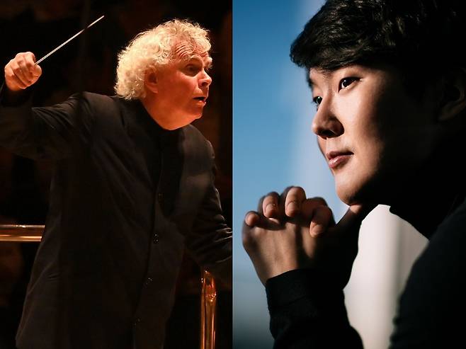 Simon Rattle (left) and Cho Seong-jin (LG Arts Center Seoul)