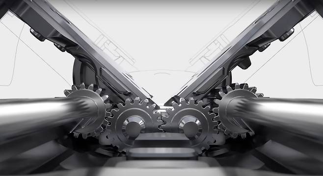 1세대 힌지에 사용된 톱니바퀴(기어) 구조의 모습 /삼성전자 유튜브 캡처