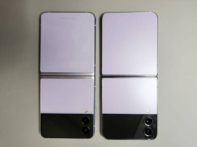 갤럭시Z플립3(좌측), 갤럭시Z플립4(우측) (사진=지디넷코리아)