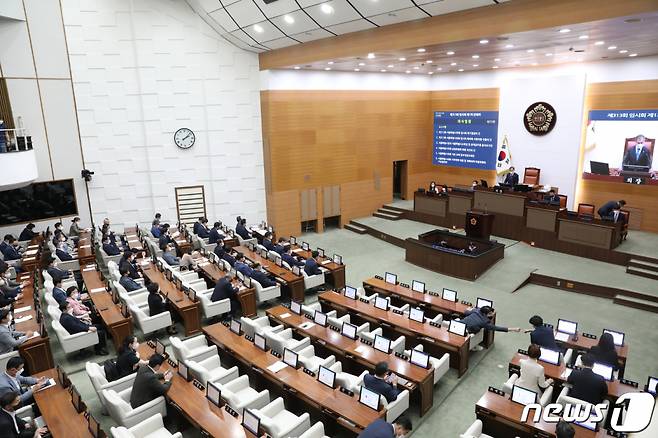 29일 서울시의회에서 제313회 서울시의회 임시회가 열리고 있다 /사진=뉴스1