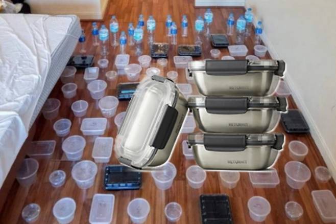 서울시와 배달 플랫폼 4사는 다회용기 지원 서비스 '제로 식당'을 시작한다고 29일 밝혔다. 사진은 2주 동안 배달음식만 먹은 뒤 모은 쓰레기 사진과 '제로 식당'에 사용되는 '잇그린'의 다회용기.