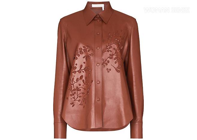 컷어웨이 레이스 디테일 레더 셔츠 가격미정 끌로에.