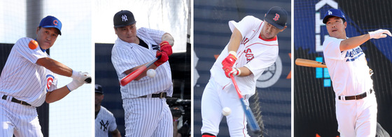 From left: KBO legends Lee Seung-yuop, Kim Tae-kyun, Park Yong-taik and Jeong Keun-woo.  [NEWS1]