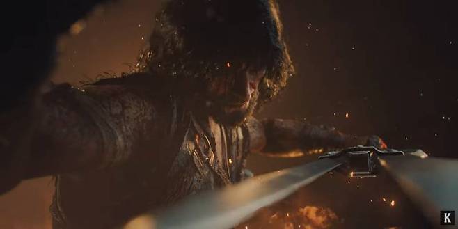 나가 정찰대와 싸우는 케이건 드라카