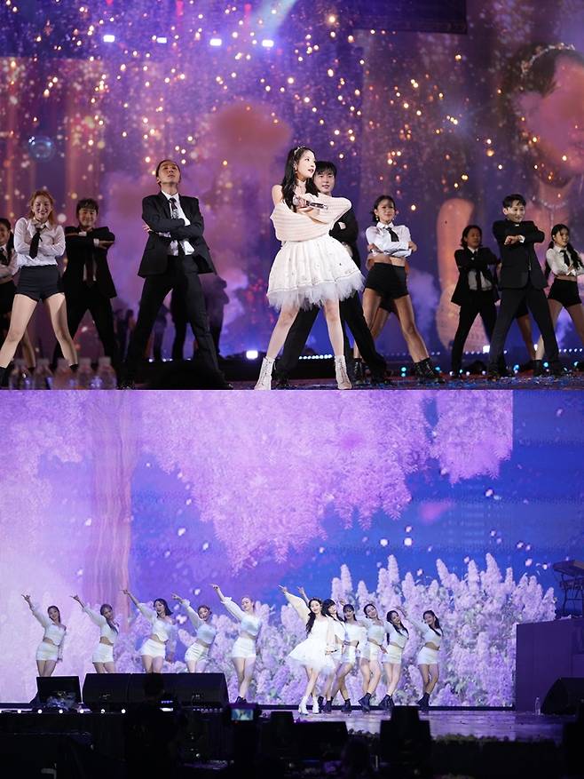 아이유는 앵앵콜까지 합쳐 3시간 반가량을 공연에 쏟았다. 이담엔터테인먼트 제공