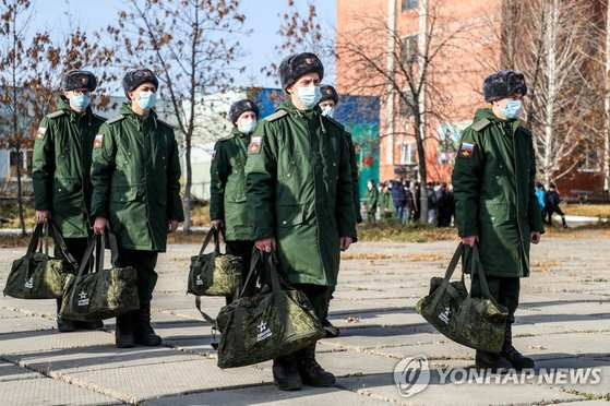 러시아군에 입대한 징집병들. 연합뉴스