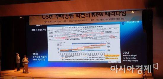 OSC 연구단은 23일 서울 강남구 코엑스 컨퍼런스룸에서 'OSC! 주택공급 혁신의 New 패러다임'이라는 주제로 심포지엄을 개최했다. 사진=허미담 기자 damdam@