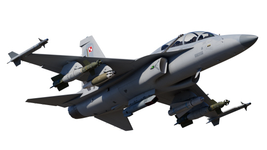 사진5. 폴란드 공군 요구도를 적용한 FA-50PL 그래픽형상 :  개량형 FA-50에는 미국제 능동위상배열(AESA)레이더와 중거리 공대공미사일 AIM-120C 암람 미사일이 탑재돼 공대공 능력이 크게 향상된다. 폴란드  요구도를 적용한 FA-50PL 그래픽형상. KAI 제공