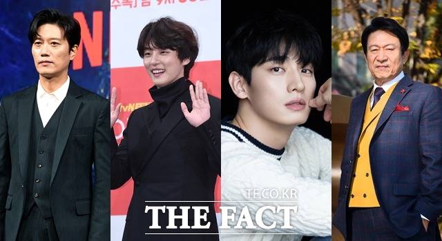 배우 박희순, 윤시윤, 윤박, 김응수(왼쪽 부터)이 '2022 더팩트 뮤직 어워즈' 시상자로 출연한다. '2022 더팩트 뮤직 어워즈'는 초대 이후 3년 반 만에 대면으로 개최된다. /더팩트 DB, H&엔터테인먼트 제공