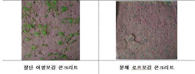 폐어망 및 로프 보강 콘크리트의 단면.[KIOST 제공]