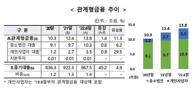 [서울=뉴시스]2022년 상반기 국내은행의 관계형금융 추이. (자료=금융감독원 제공) *재판매 및 DB 금지