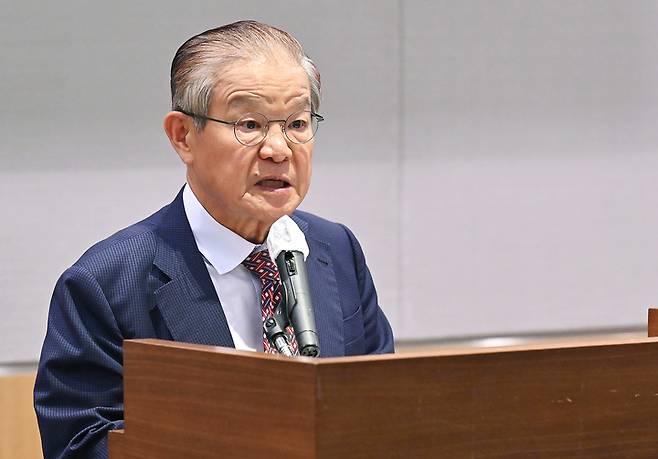 [서울=뉴시스] 권태신 전국경제인연합회 부회장이 30일  서울 영등포구 전경련회관 컨퍼런스센터에서 열린 '전경련 경영닥터제 2022년 2기 발대식'에 참석해 인사말을 하고 있다. (사진=전국경제인연합회 제공) 2022.08.30. photo@newsis.com *재판매 및 DB 금지