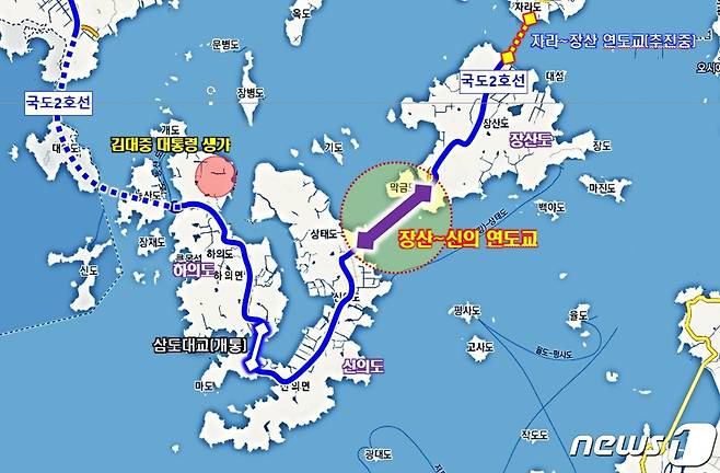 전남 신안군이 예비타당성조사 면제사업으로 정부에 건의한 장산-신의 연도교 건설사업 조감도(신안군 제공)/뉴스1