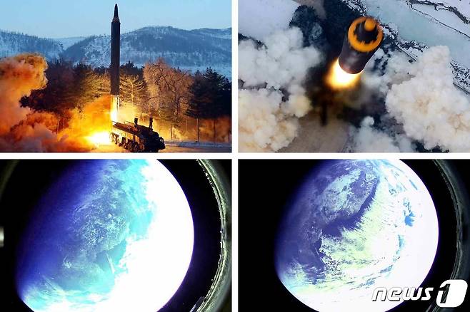 (평양 노동신문=뉴스1) = 북한이 1월30일 발사한 중거리 탄도미사일 '화성-12형'과 이 미사일이 상공에서 찍은 지구의 사진까지 공개했다. [국내에서만 사용가능. 재배포 금지. DB 금지. For Use Only in the Republic of Korea. Redistribution Prohibited] rodongphoto@news1.kr