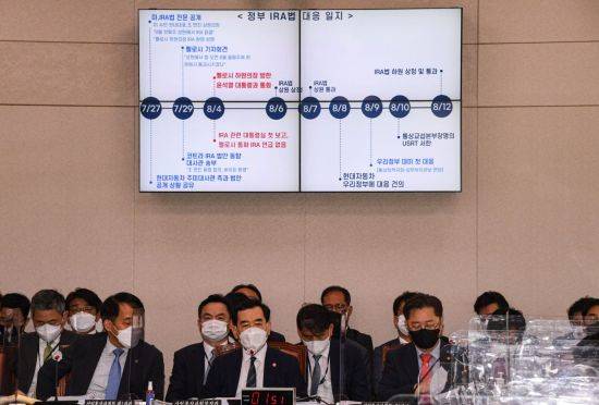 '정부 IRA법 대응일지' 관련 질의 듣는 이창양 산업통상자원부 장관
    (서울=연합뉴스) 하사헌 기자 = 이창양 산업통상자원부 장관이 4일 서울 여의도 국회에서 열린 산업통상자원중소벤처기업위원회 국정감사에서 더불어민주당 김용민 의원의 '정부 IRA법 대응일지' 관련 질의를 듣고 있다. 2022.10.4 [국회사진기자단]
    toadboy@yna.co.kr
(끝)


＜저작권자(c) 연합뉴스, 무단 전재-재배포 금지＞