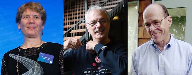 캐럴린 버토지 미국 스탠퍼드대 교수, 모르텐 멜달 덴마크 코펜하겐대 교수, 배리 샤플리스 미국 스크립스연구소 교수