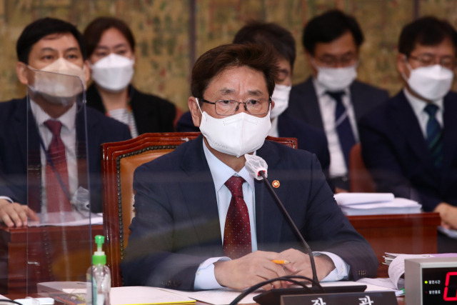 5일 문화체육관광부 국정감사에서 박보균 장관이 답변하고 있다. 연합뉴스