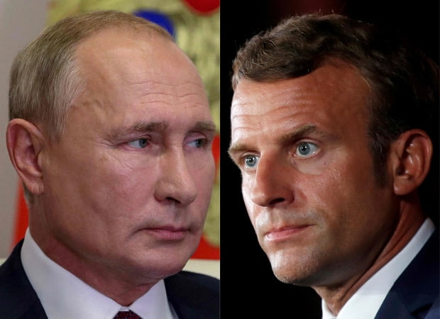 블라디미르 푸틴 러시아 대통령(왼쪽)과 에마뉘엘 마크롱 프랑스 대통령  /사진=AFP