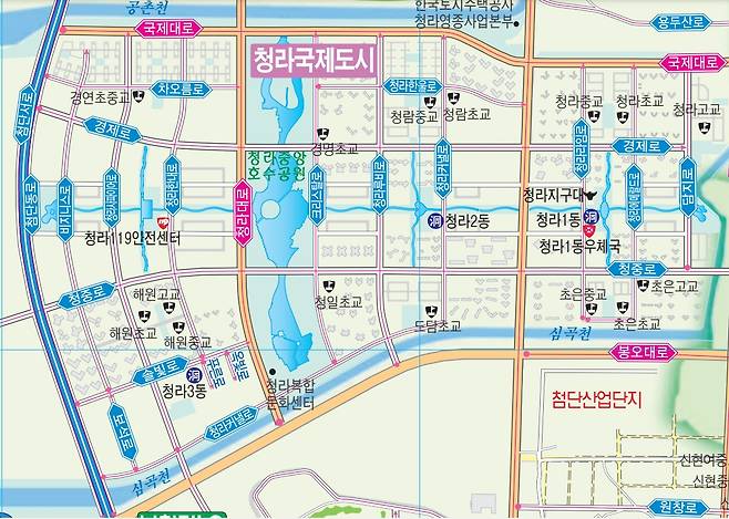 청라국제도시 주요 도로명. 인천시 제공.