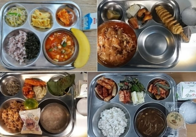 제주 지역의 초등학교 병설 유치원에서 순두부 찌개와 짬뽕 같은 매운 음식들이 급식 메뉴로 나온 모습. / 사진제공=현지홍 의원실