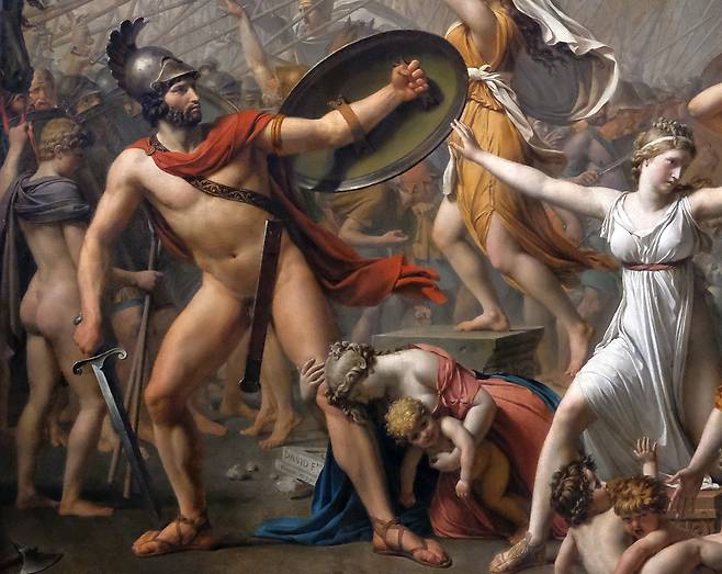 자크 루이 다비드, 사비니 여인들의 중재(일부 확대·타티우스의 모습), 1799