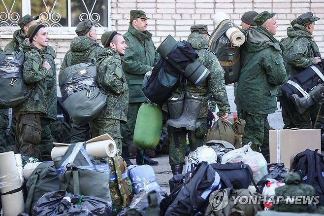 징집된 러시아 예비군 [타스통신 연합뉴스 자료사진. 재판매 및 DB 금지]