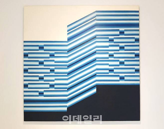 이승조의 ‘핵 PM-76’(1969·161.4×161.5㎝). 1970년 제19회 ‘대한민국미술전람회’(국전)에서 수상한 작품이다. 이 작가는 1968∼1971년 국전에서 연달아 4회 수상하는 파란을 일으키며 “상을 타기도 어렵지만 안 타는 게 더 어렵다”는 어록을 탄생시켰다(사진=오현주 문화전문기자).
