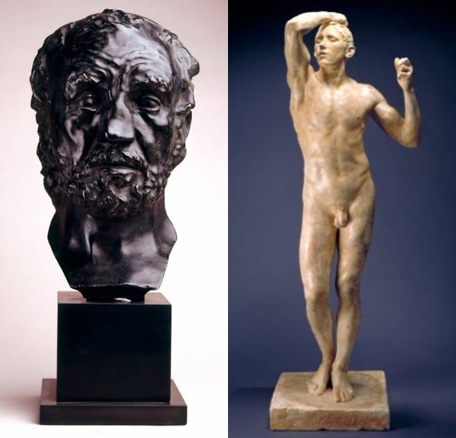 오귀스트 로댕, 코가 깨진 남자(좌)-청동시대(우) [Google Arts & Culture]