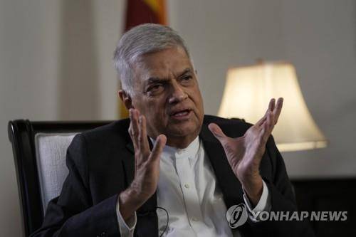 라닐 위크레메싱게 스리랑카 대통령. [AP 연합뉴스 자료사진. 재판매 및 DB 금지]