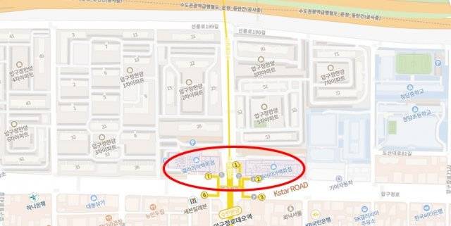 청담동 갤러리아 백화점 주변 모습. (네이버 지도)