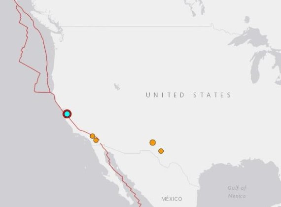 미국 캘리포니아 실리콘밸리 지역에서 진도 5.1규모의 지진이 발생했다. [USGS 홈페이지 캡처]
