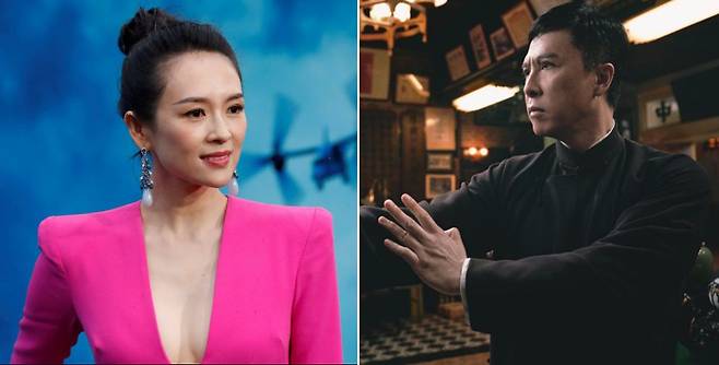 중화권 배우 장쯔이(왼쪽)와 전쯔단(견자단). /로이터뉴스1·트위터