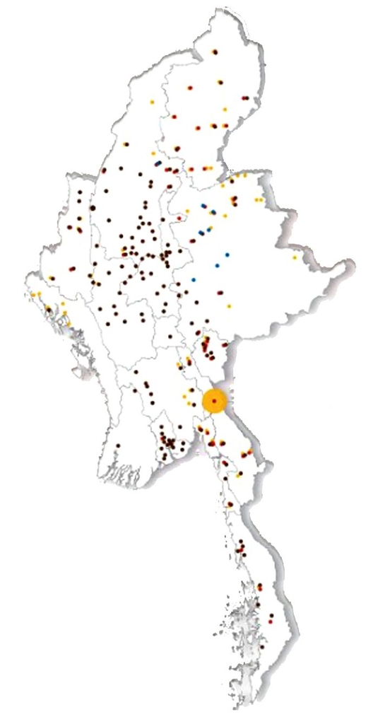 전국 전투지역을 표시한 미얀마 지도 [아이에스피 미얀마 홈페이지 캡처]